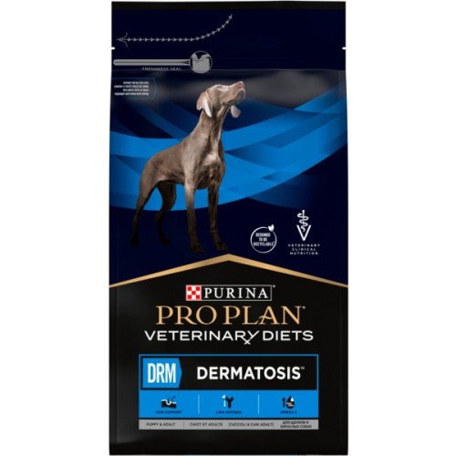 Сухий корм для собак Purina Pro Plan Veterinary Diets DRM Dermatosis Для підтримання функції шкіри при дерматозах та надмірному випадінні шерсті 3 кг (7613035156289)