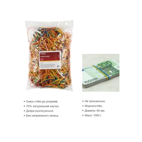 Резинки для грошей Delta by Axent assorted colors, 1000г (D4623)
