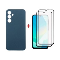 Чохол до мобільного телефона Dengos Samsung Galaxy A16 Carbon + glass 2pcs (Blue) (DG-CTG2P-07)