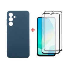 Чохол до мобільного телефона Dengos Samsung Galaxy A16 Carbon + glass 2pcs (Blue) (DG-CTG2P-07)