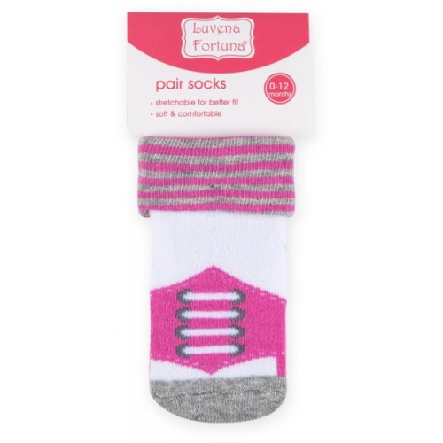 Шкарпетки дитячі Luvena Fortuna з малюнком рожеві (66013 F)