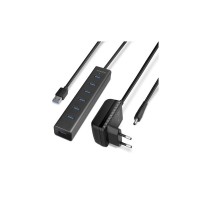 Концентратор AXAGON USB 3.1 to 7xUSB 3.0 + power adapter black (HUE-SA7BP)