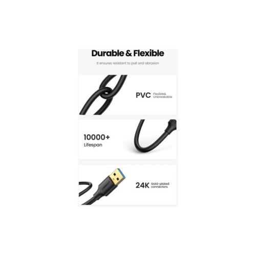 Дата кабель USB 3.0 AM/AM 2.0m US128 black Ugreen (10371)