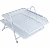 Лоток для паперів Axent горизонтальний 2-в-1, металева сітка 203x295x350мм Білий (2121-21-A)