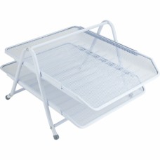 Лоток для паперів Axent горизонтальний 2-в-1, металева сітка 203x295x350мм Білий (2121-21-A)