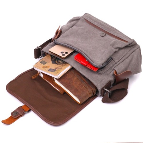 Сумка Vintage Чоловіча з текстилю Сіра (21248)