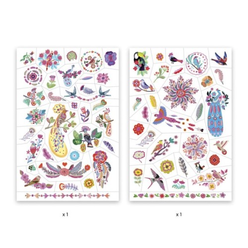 Набір для творчості Djeco Яскраві пташки наклейки на тіло (DJ09615)