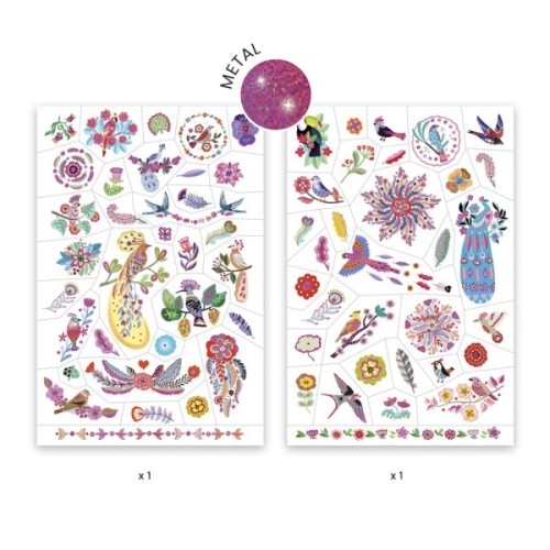 Набір для творчості Djeco Яскраві пташки наклейки на тіло (DJ09615)