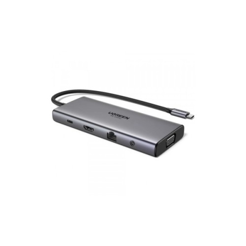 Порт-реплікатор Ugreen Dock CM639 USB3.2 Type-C->1xUSB-A3.2/1xUSB-A3.1/2xUSB-C3.2/RJ45/HDMI/VGA/RJ45/SD/TF+3.5mm PD (45520)