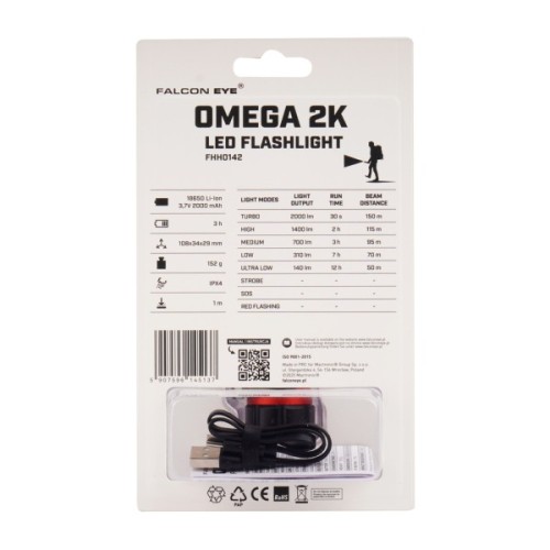 Ліхтар Falcon Eye тактичний Omega 2K (2000 Lm) White/Red LED Magnetic Rechargeable Type-C (FHH0142) (DAS303963)