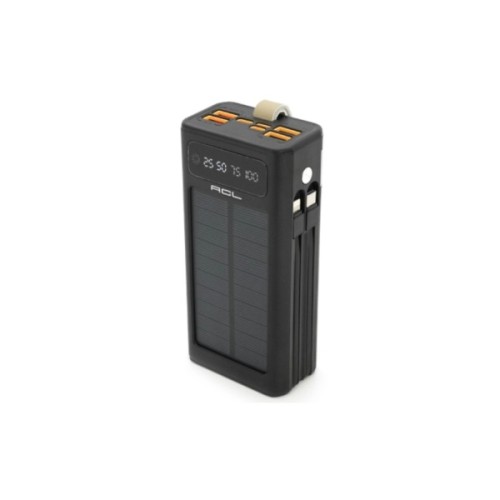 Батарея універсальна ACL 30000mAh, SOLAR, TypeC + Lighting, Black (PW-90B)