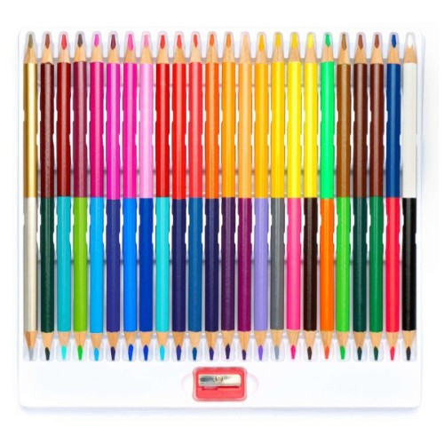 Олівці кольорові Школярик Тригранні Двосторонні З точилкою 24 шт 48 кольорів (312116004-UA)