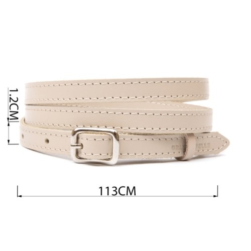 Ремінь Grande Pelle Тонкий жіночий шкіряний Бежевий (11444)