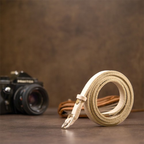 Ремінь Grande Pelle Тонкий жіночий шкіряний Бежевий (11444)