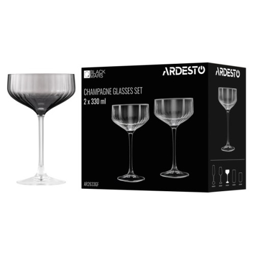 Набір келихів Ardesto Black Mars Alcor 330мл, 2шт, скло, сірий (AR2633GF)