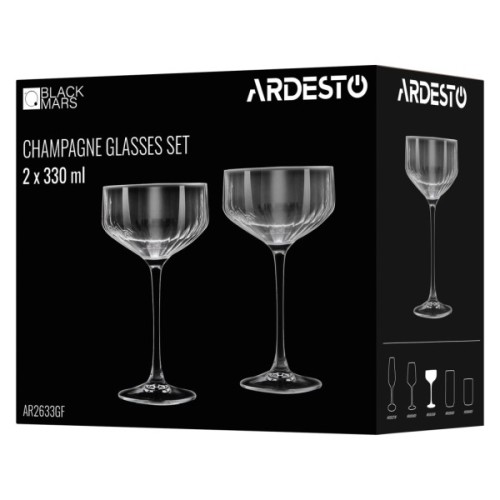 Набір келихів Ardesto Black Mars Alcor 330мл, 2шт, скло, сірий (AR2633GF)