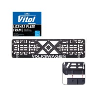 Рамка номерного знака Vitol з рельєфним написом VOLKSWAGEN (RN-VCH-15650-SR-VW)