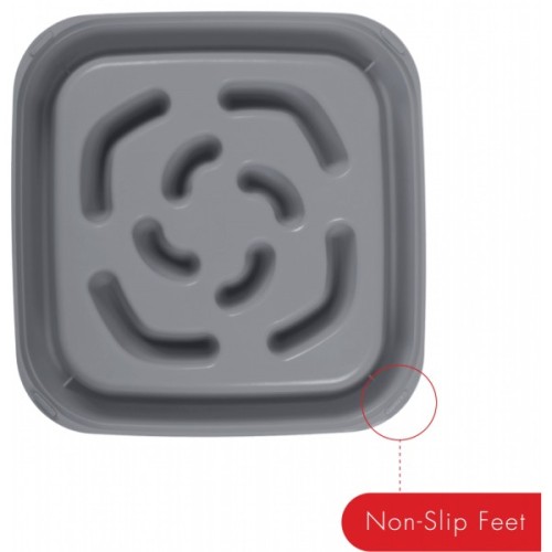 Посуд для собак Dexas Миска Slow Maze Feeder квадратна для повільного годування 960 мл світло-сіра (0084297309923)