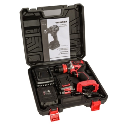 Шуруповерт Vitals Master, AU 1835aq BL Kit, 18V, АКБ 2x2Ah, 35Нм, 500·1500об/хв, кейс, 1.43кг (235977)