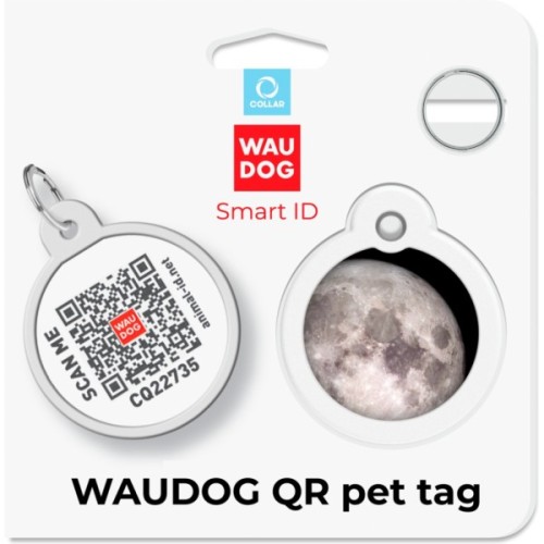 Адресник для тварин WAUDOG Smart ID з QR паспортом "Місяць", коло 30 мм (230-4030)