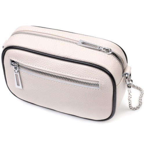 Сумка Vintage Вечірня Жіноча на ланцюжку з натуральної шкіри Біла (22380)