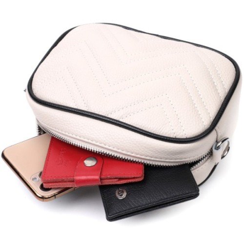 Сумка Vintage Вечірня Жіноча на ланцюжку з натуральної шкіри Біла (22380)