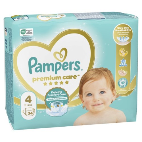 Підгузки Pampers Premium Care Maxi Розмір 4 (9-14 кг) 34 шт (8001090379368)