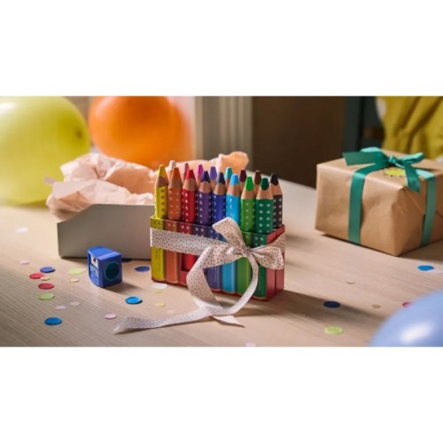 Олівці кольорові Faber-Castell XXL Jumbo Grippy акварельні, потовщені, з м'яким грифелем 16 кольорів+стругачка (110645) (33044)
