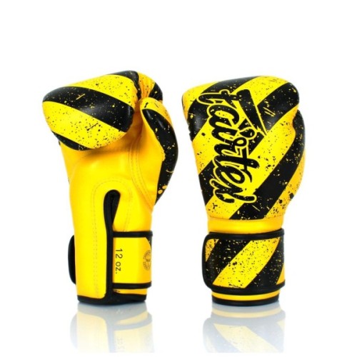 Боксерські рукавички Fairtex BGV14Y Yellow/Black 14 унцій (бинти в комплекті) (BGV14Y_14oz_Yellow/Black)