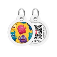 Адресник для тварин WAUDOG Smart ID з QR паспортом "Мохнаті монстри", коло 30 мм (230-4050)