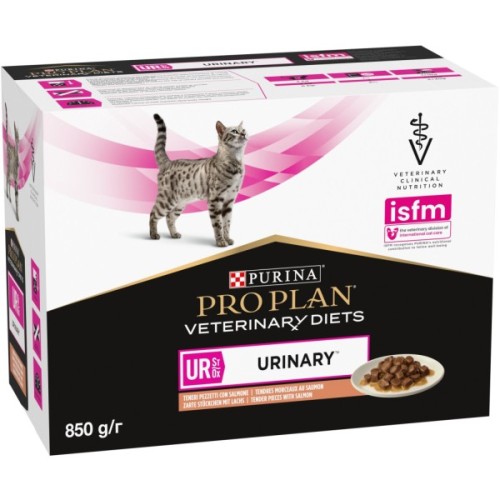 Вологий корм для кішок Purina Pro Plan Veterinary Diets UR ST/OX Urinary З лососем 10 x 85 г (8445290093851)
