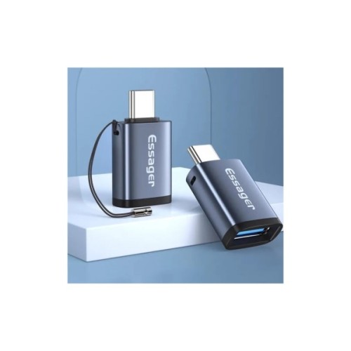 Перехідник OTG USB 3.0 AF to USB-C M gray Essager (EZJAC-SRA0G)