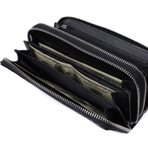 Гаманець ST Leather З лакованої натуральної шкіри Чорний (22693)