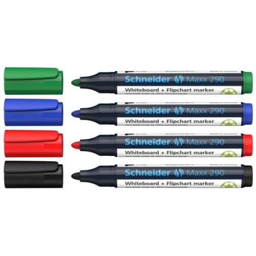 Набір маркерів Schneider 4 маркери для дошок та фліпчартів MAXX 290 в блістері (S129094)