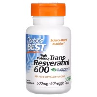 Антиоксидант Doctor's Best Ресвератрол, 600 мг, High Potency Trans-Resveratrol 600, 60 вегетаріанські (DRB-00416)