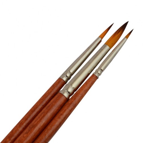 Пензлик для малювання Santi набір художніх №1, синтетика, 3шт круглі (№1,4,8), коротка ручка (310834)