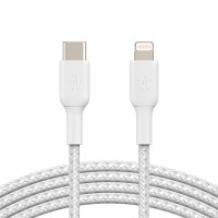 Дата кабель USB 2.0 AM to Lightning 1.0m braided white Belkin (CAA004BT1MWH)
