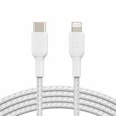 Дата кабель USB 2.0 AM to Lightning 1.0m braided white Belkin (CAA004BT1MWH)