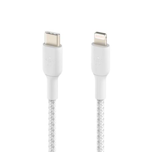 Дата кабель USB 2.0 AM to Lightning 1.0m braided white Belkin (CAA004BT1MWH)