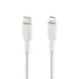 Дата кабель USB 2.0 AM to Lightning 1.0m braided white Belkin (CAA004BT1MWH)