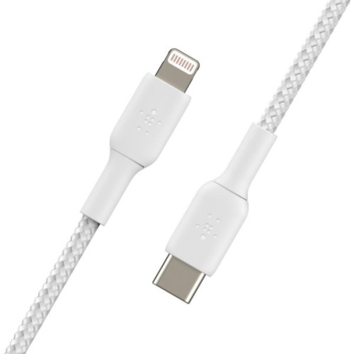 Дата кабель USB 2.0 AM to Lightning 1.0m braided white Belkin (CAA004BT1MWH)