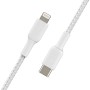 Дата кабель USB 2.0 AM to Lightning 1.0m braided white Belkin (CAA004BT1MWH)