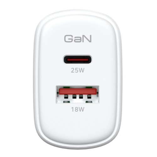 Зарядний пристрій Armorstandart 1xUSB-C + 1xUSB 25W GaN white (ARM89532)
