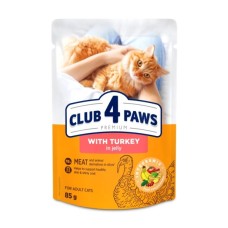 Вологий корм для кішок Club 4 Paws з індичкою в желе 85 г (4820269142497)