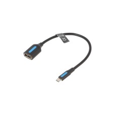 Перехідник USB 2.0 Micro BM to USB AF (OTG) 0.15m Black PVC Vention (CCUBB)