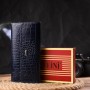 Гаманець Canpellini З натуральної шкіри з тисненням під крокодила Синій (21661)
