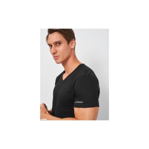 Футболка Kappa T-shirt Mezza Manica Scollo V K1315 Nero чорний XL (8052394816318)