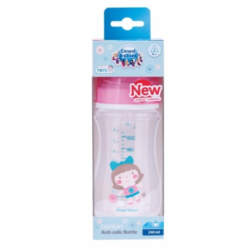 Пляшечка для годування Canpol babies антиколькова EasyStart Newborn baby 240мл (35/221_pin)
