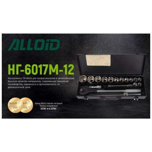 Набір торцевих головок Alloid 19-50мм, 3/4", 12-гран., 17шт. (НГ-6017М-12)