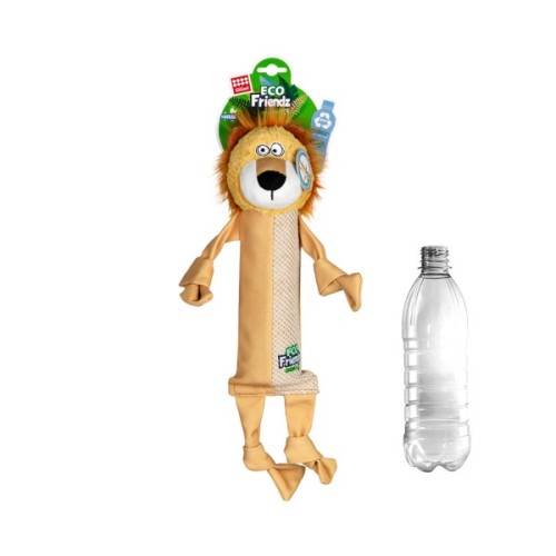 Іграшка для собак GiGwi Eco Friendz Лев із пластиковою пляшкою та пищалкою 39 см (2250)